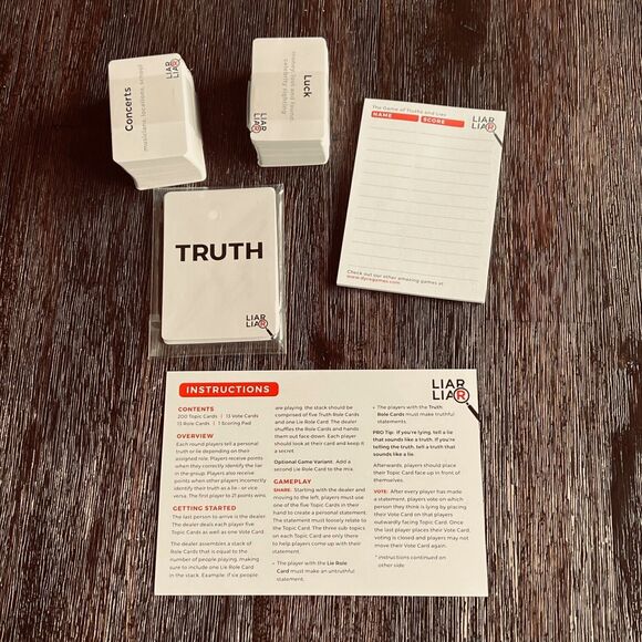 Liar Liar The Game of Truths and Lies Family Party Friends Game Creative Lying - Picture 2 of 4